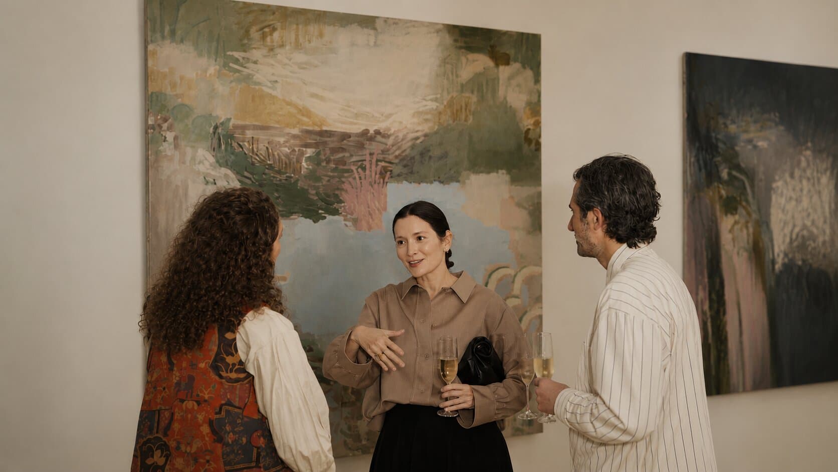 Canapés served at a gallery exhibition opening.